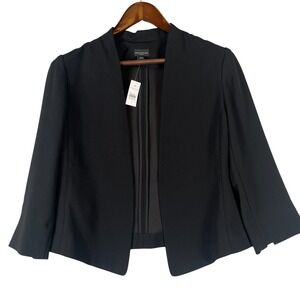 Ann Taylor Factory Womens S Open Front Jacket Black Career Office Minimalist NWT